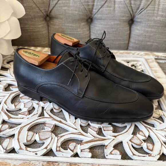 Santoni Black Leather Oxford Loafers Shoes Men’s 9 main image 9